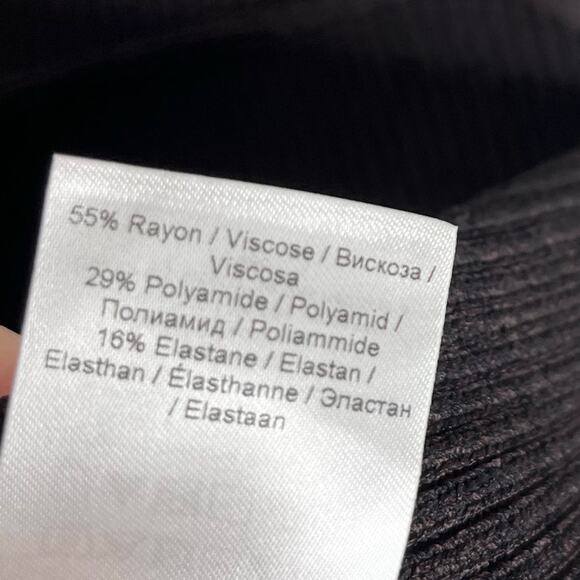 Ganni Long Sleeve Ribbed Sweater Womens Medium Black Crystal Button Shoulder - Picture 10 of 10